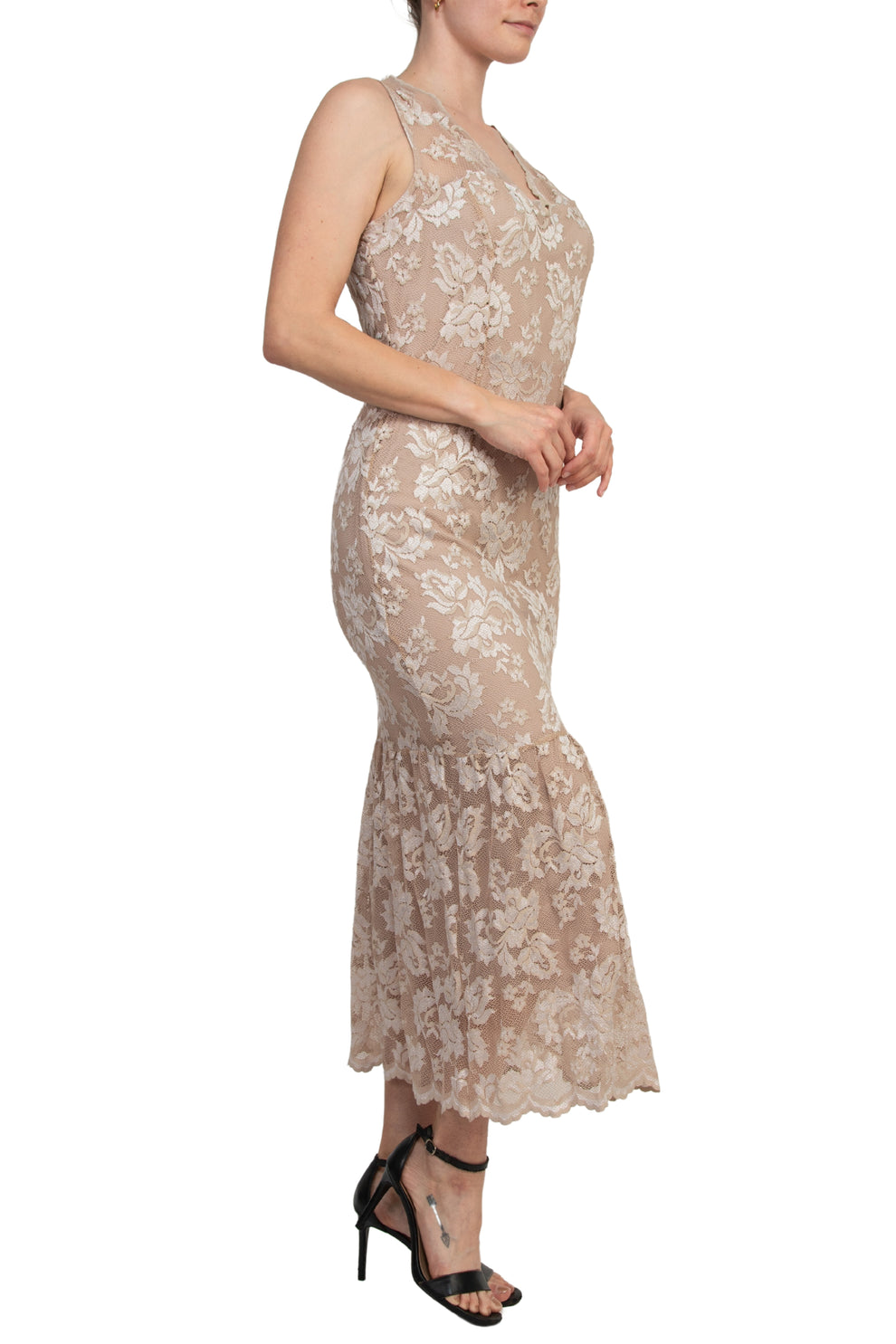 Cocktail Dresses A Line Lace Midi Cocktail Dress Champagne