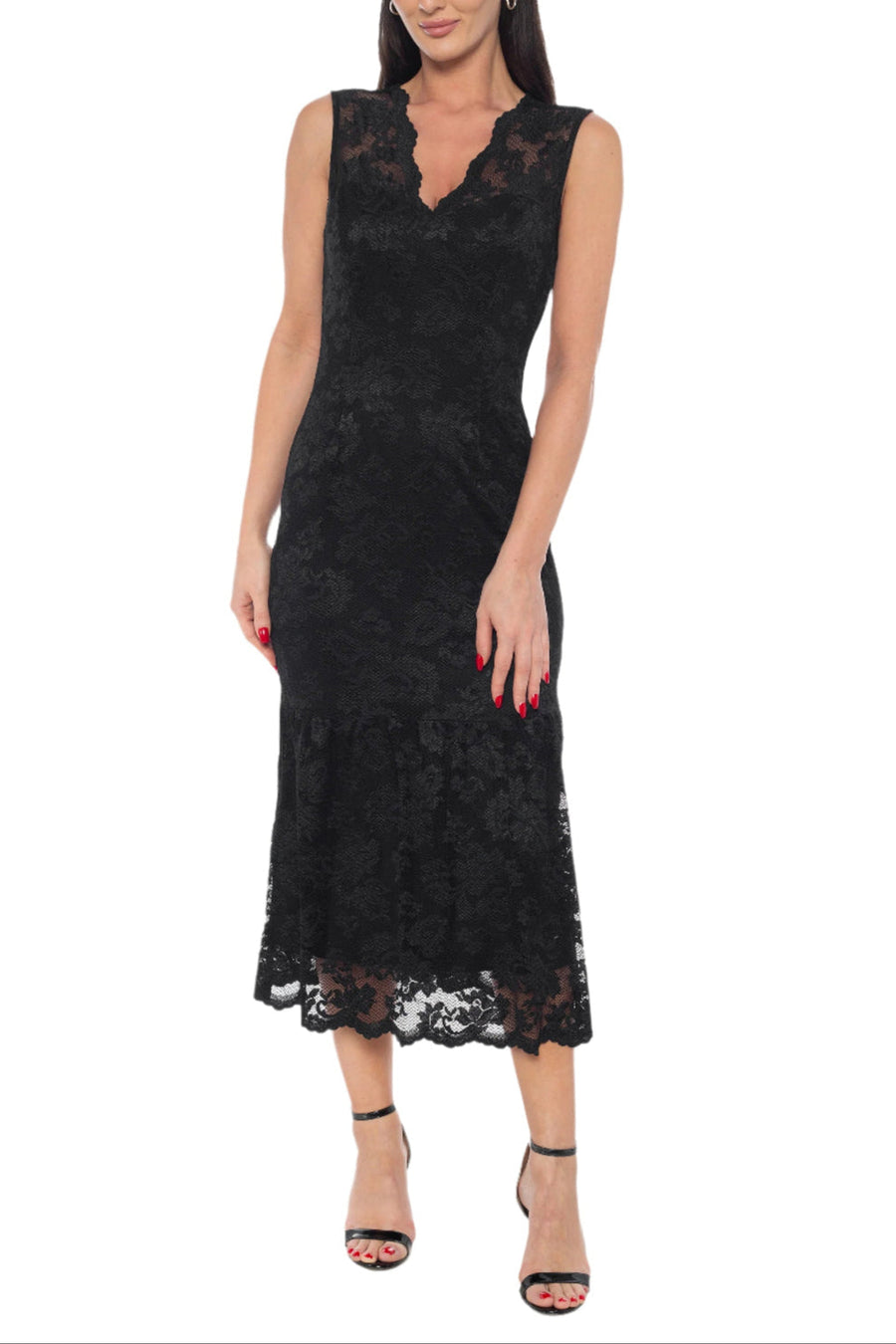 Cocktail Dresses A Line Lace Midi Cocktail Dress Black