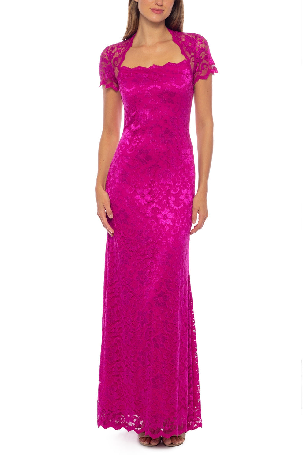 Formal Dresses A Line Long Lace Formal Evening Dress Fuchsia