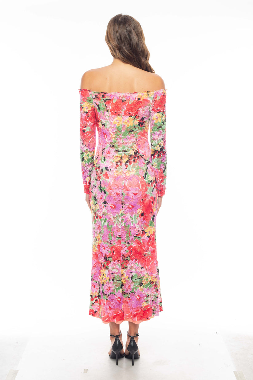 Formal Dresses Long Formal Floral Print Maxi Dress Pink Multi