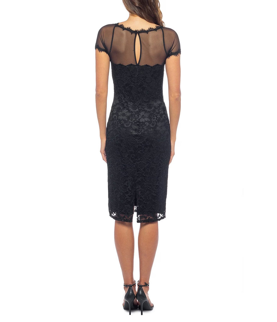 Cocktail Dresses Short Fitted Lace Knee Length Cocktail Dress Black