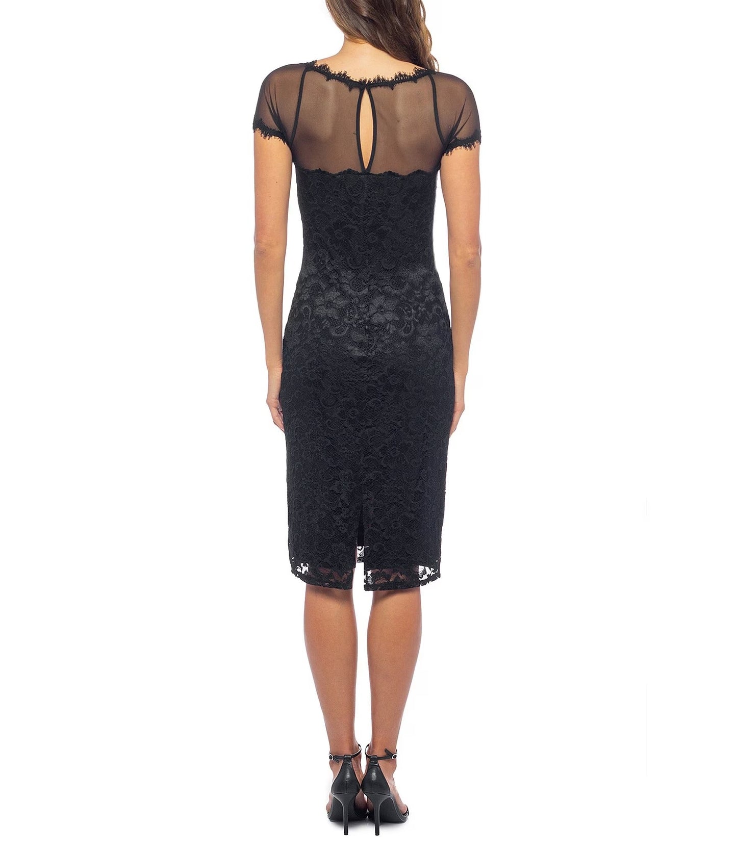 Cocktail Dresses Short Fitted Lace Knee Length Cocktail Dress Black