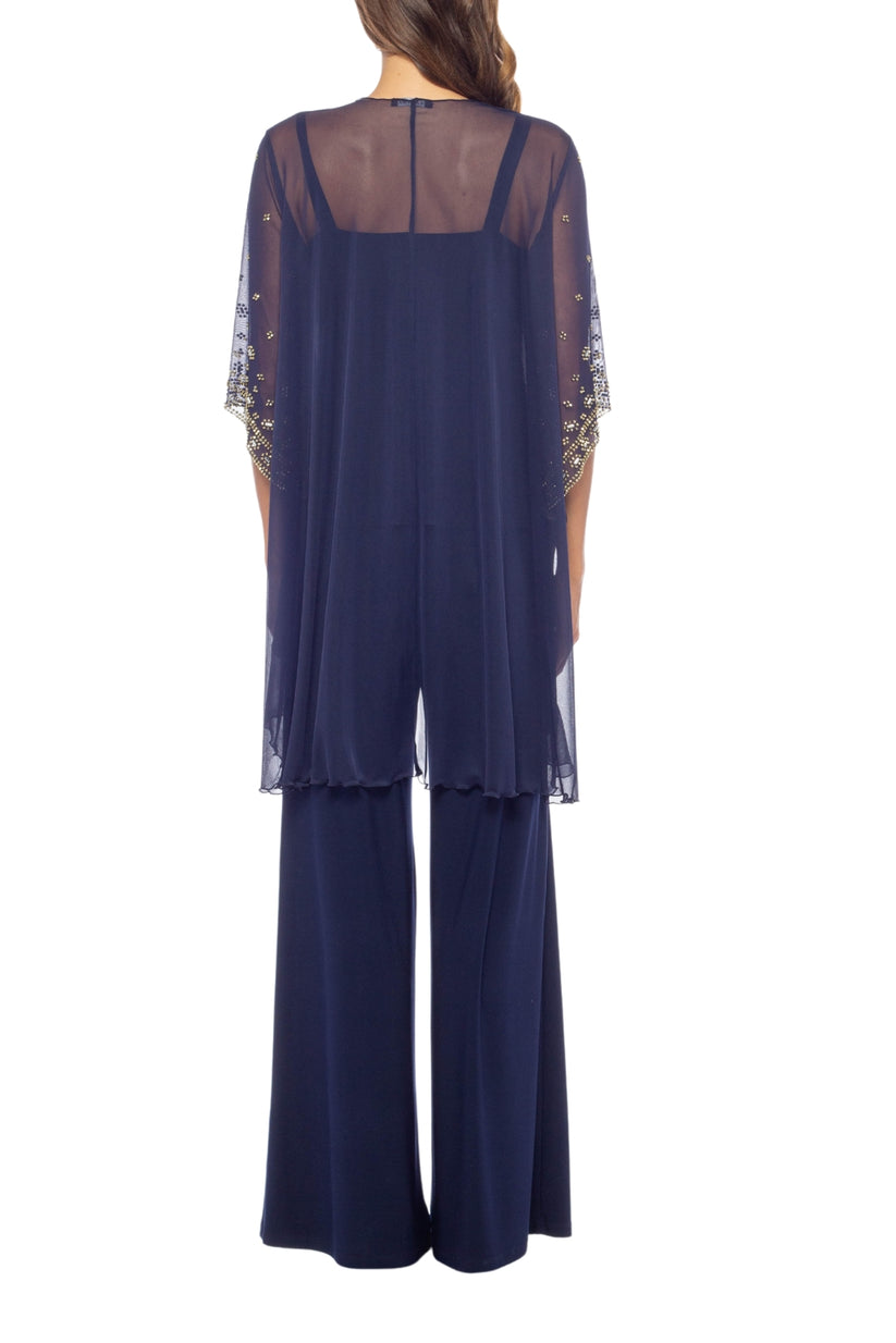 Pant Suit Long Sequin Formal Jacket Pant Suit NAVY