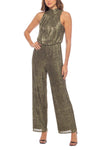 Jumpsuit Long Metallic Formal Pleated Jumpsuit Gold Black