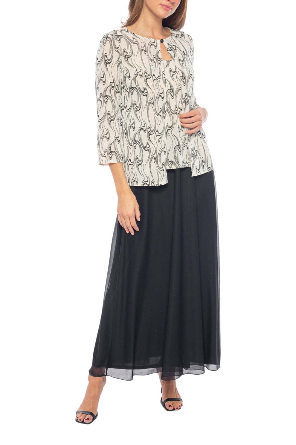 Mother of the Bride Dresses Two Piece Long Mother of the Bride Formal Dress Blush Black