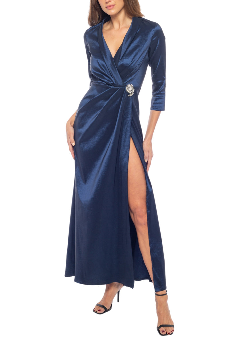 Formal Dresses Long Wrap Front Formal Dress  NAVY