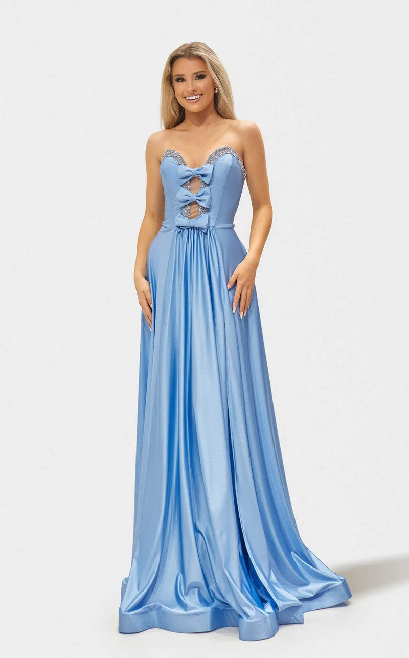 Prom Dresses Long Formal A Line Beaded Prom Dress Light Blue