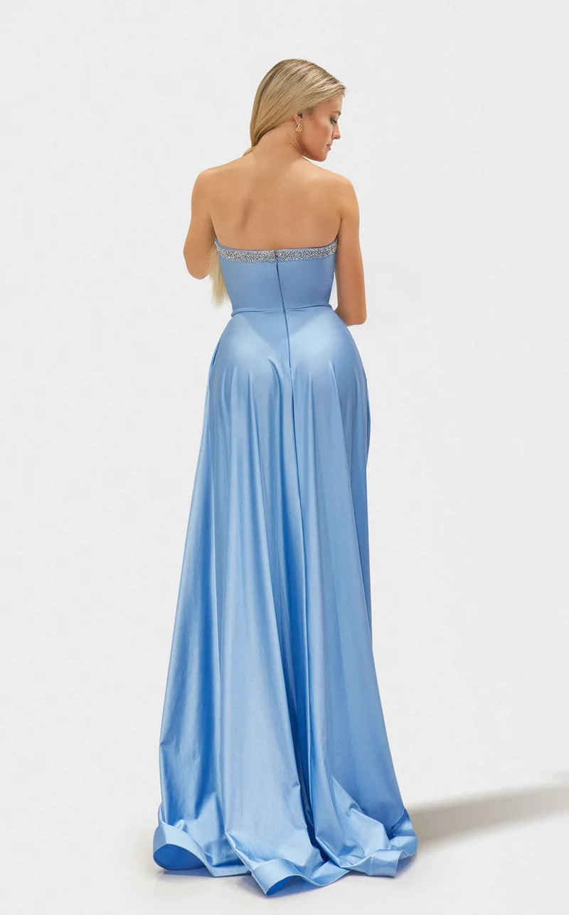 Prom Dresses Long Formal A Line Beaded Prom Dress Light Blue