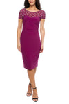 Cocktail Dresses Short Fitted Midi Beaded Cocktail Dress Fuchsia