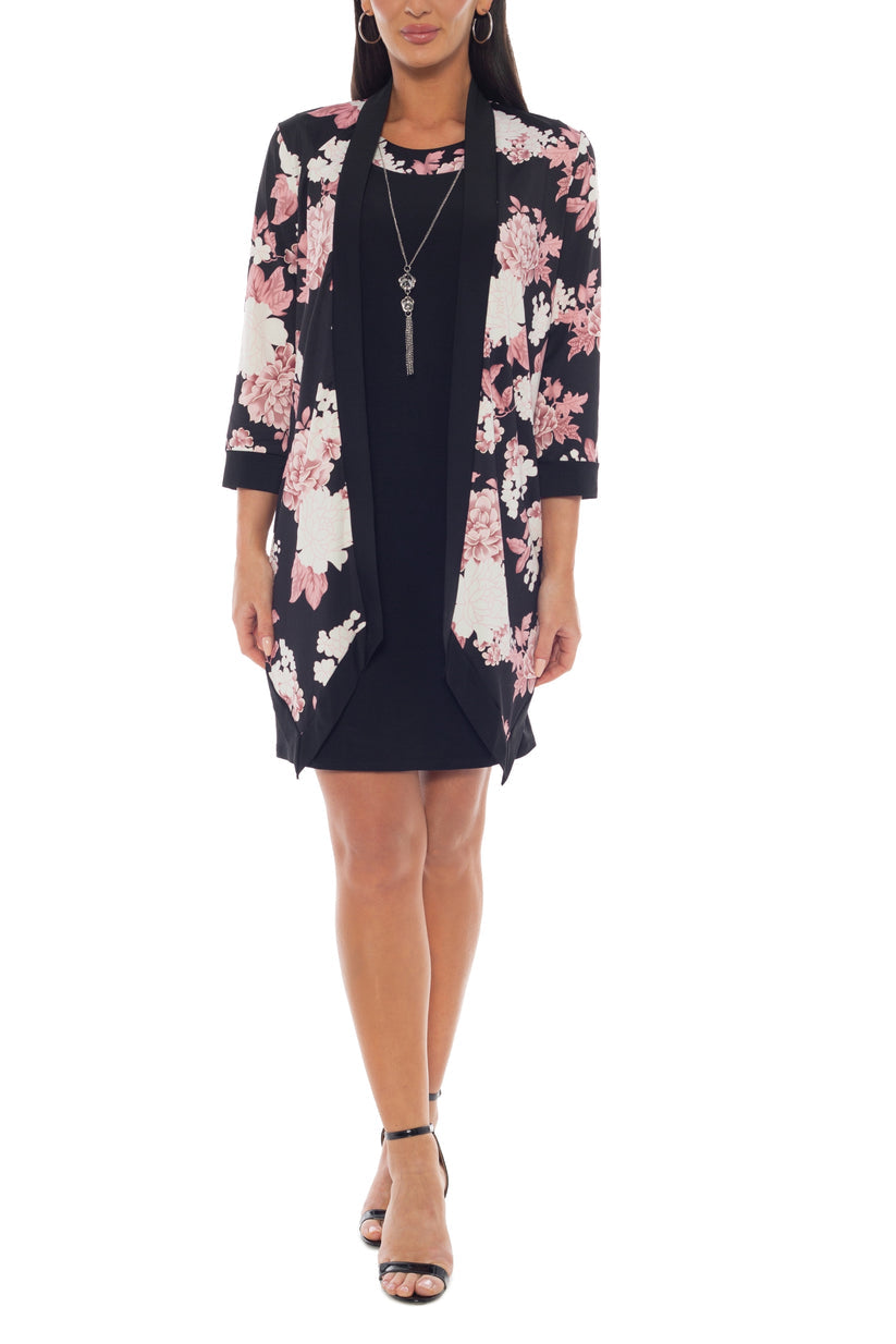 Cocktail Dresses Short Cocktal Floral Print Jacket Dress Pink Multi