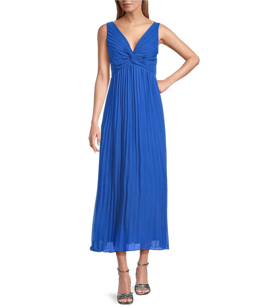 Cocktail Dresses Pleated A Line Midi Cocktail Dress Royal