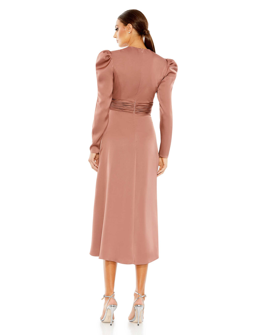Cocktail Dresses Long Sleeve Cocktail Midi Dress Mauve