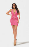 Cocktail Dresses Fitted Short Cocktail Sequin Mini Dress Dusty Rose