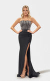 Prom Dresses Long Beaded Corset Formal Prom Dress Black