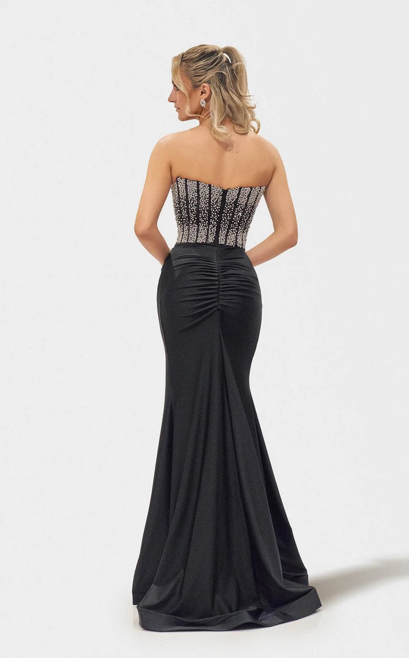 Prom Dresses Long Beaded Corset Formal Prom Dress Black