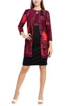 Cocktail Dresses Short Cocktail Multi Print Jacket Dress Red Black