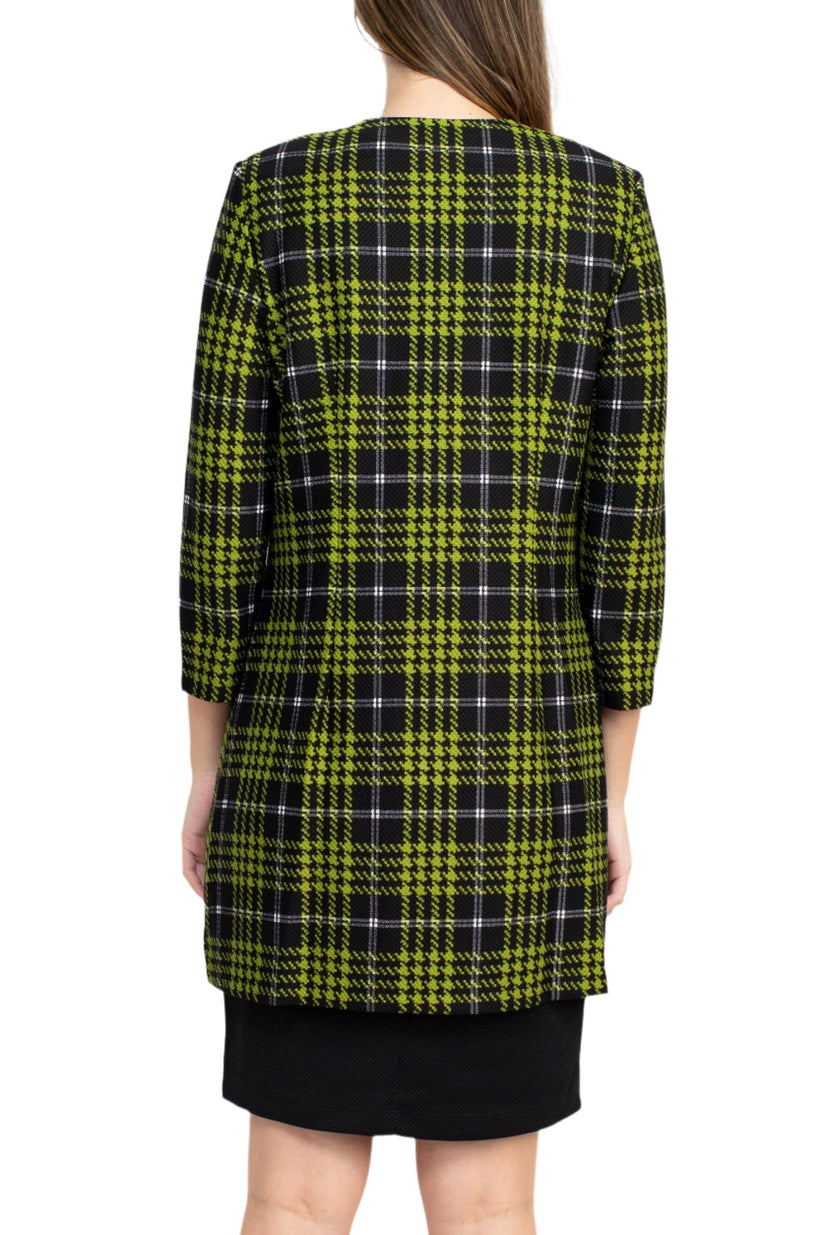 Cocktail Dresses Short Cocktail Printed Jacket Dress Black Ivory Avacado