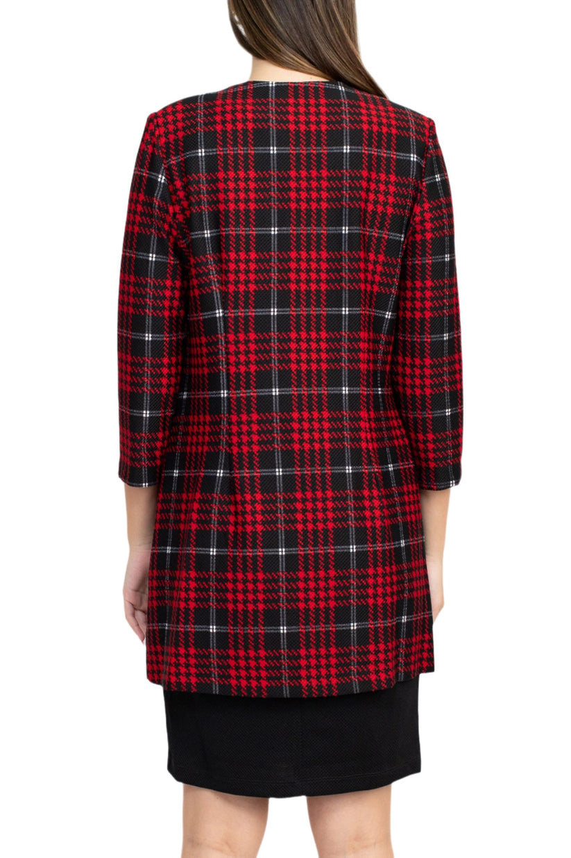 Cocktail Dresses Short Cocktail Printed Jacket Dress Black Red Ivory