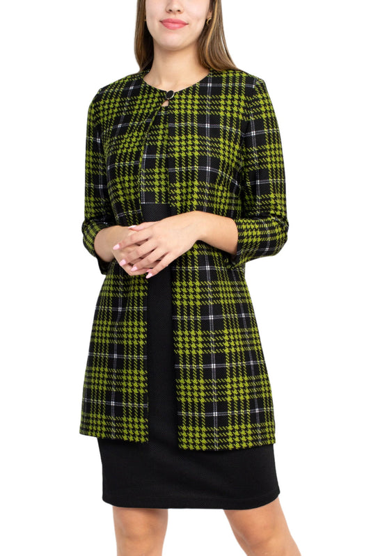 Cocktail Dresses Short Cocktail Printed Jacket Dress Black Ivory Avacado