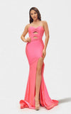 Prom Dresses Fitted Long Formal Slit Prom Dress Coral