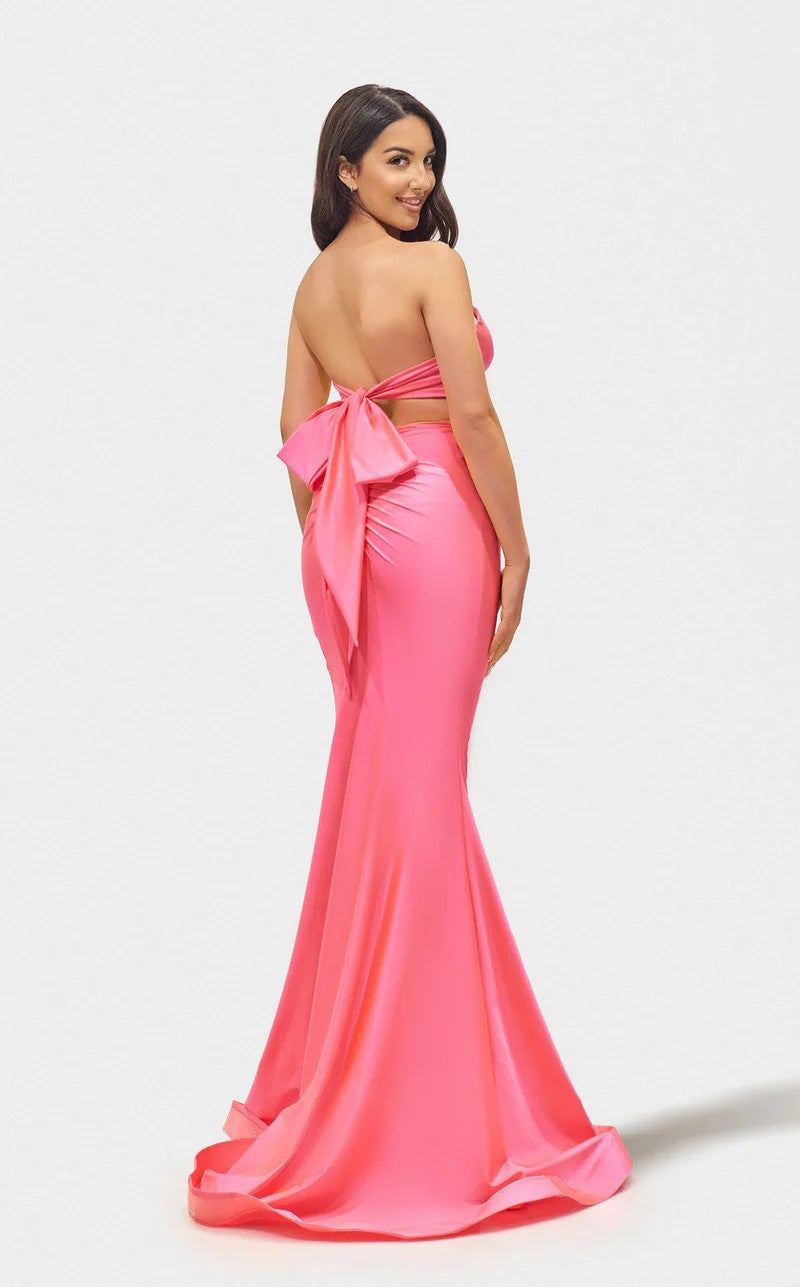 Prom Dresses Fitted Long Formal Slit Prom Dress Coral
