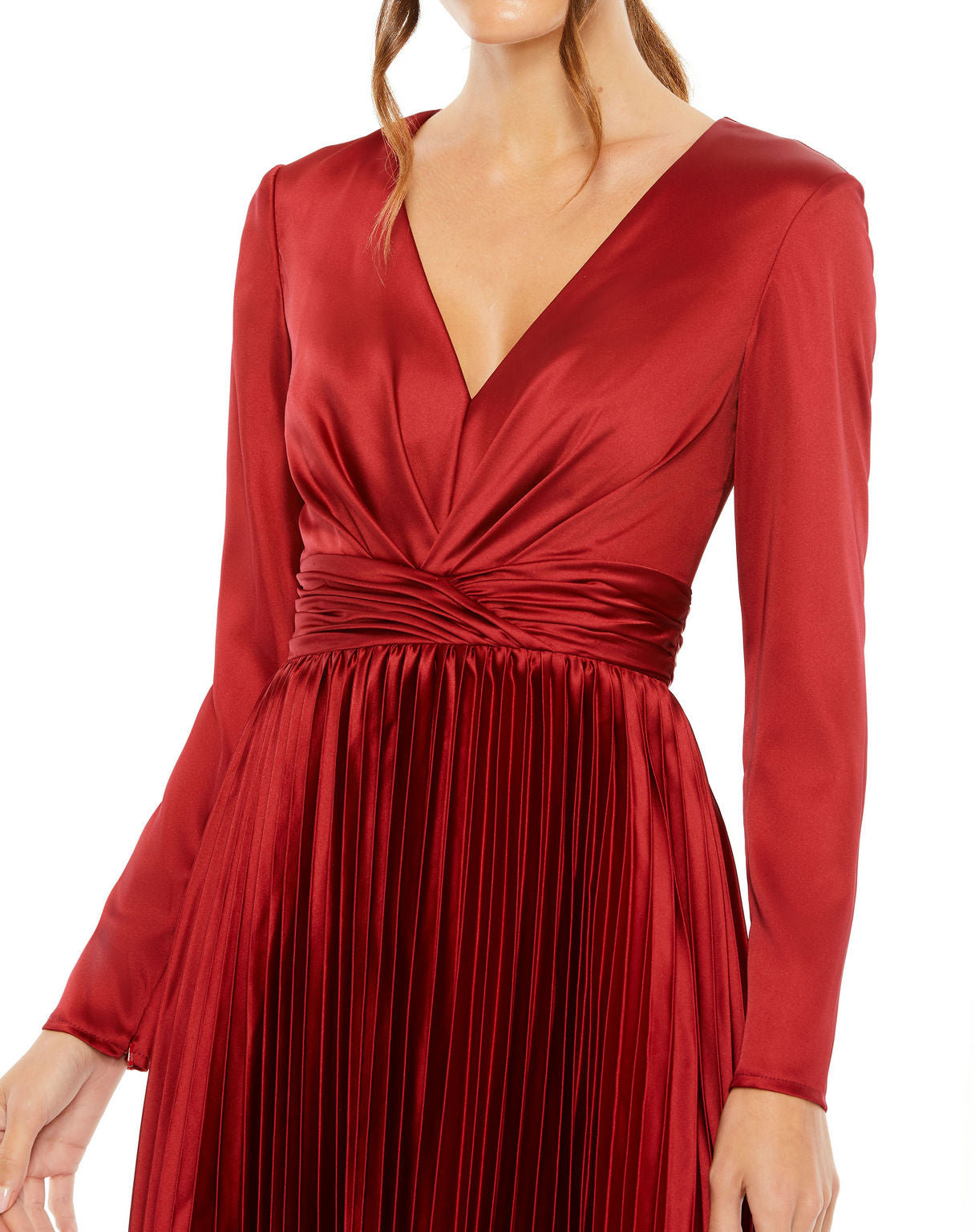 Cocktail Dresses Long Sleeve Pleated Cocktail Midi Dress Plum