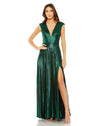 Formal Dresses Long Cap Sleeve Metallic Formal Dress Emerald