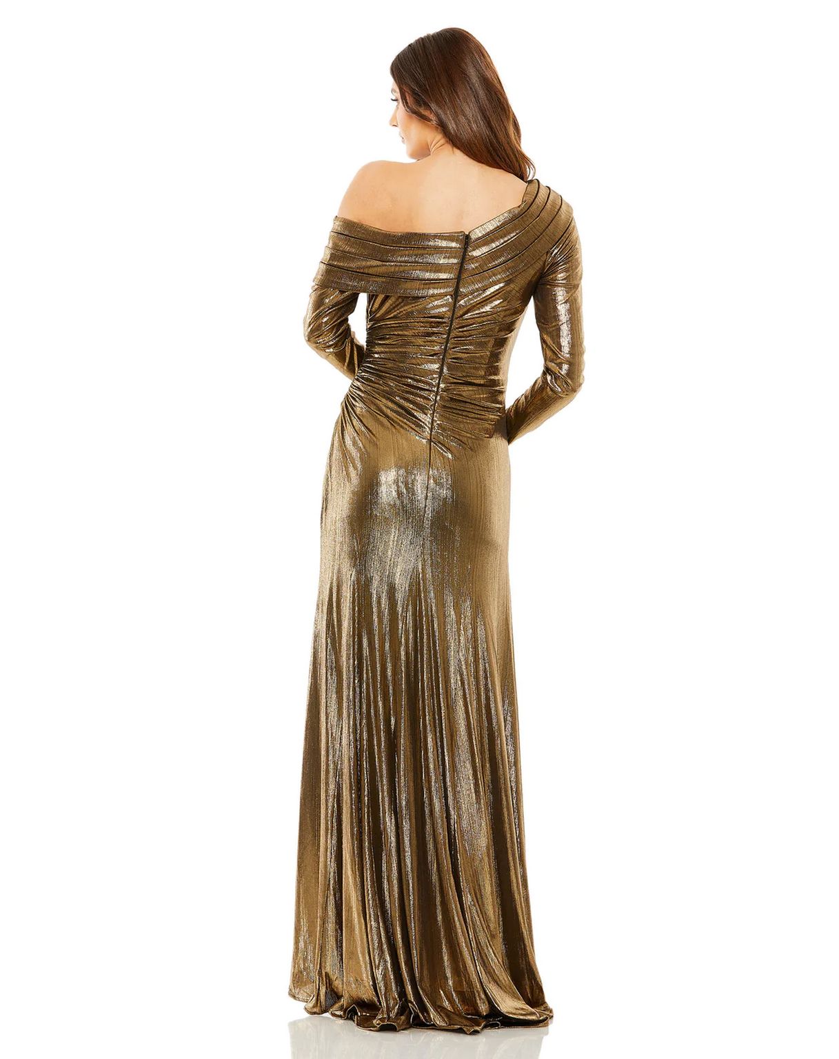Prom Dresses Long One Shoulder Metallic Prom Dress Antique Gold