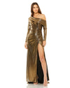 Prom Dresses Long One Shoulder Metallic Prom Dress Antique Gold