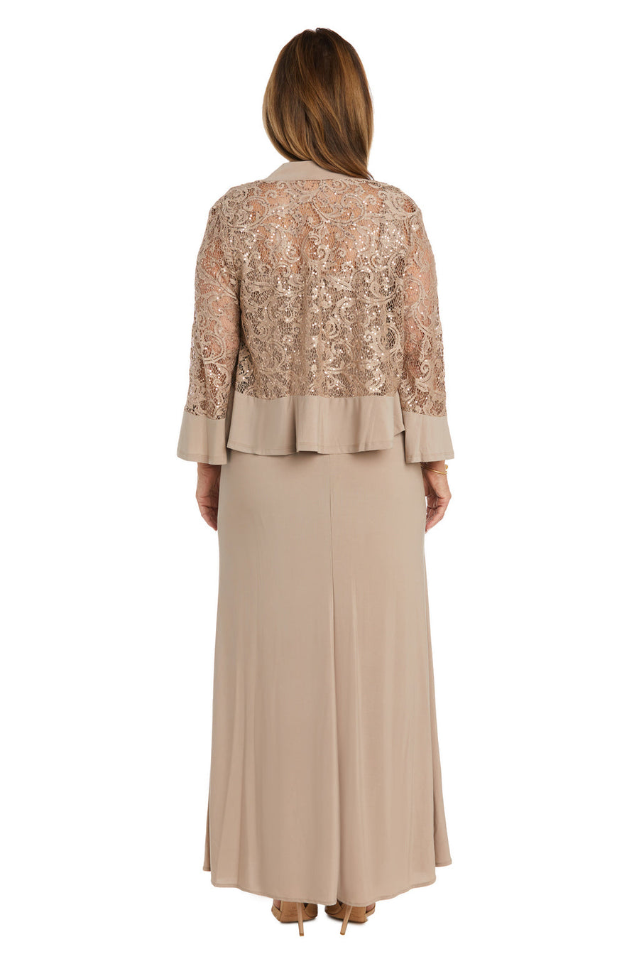 Mother of the Bride Dresses Long Ruffle Sequin Jacket Mother of the Bride Dress Mocha