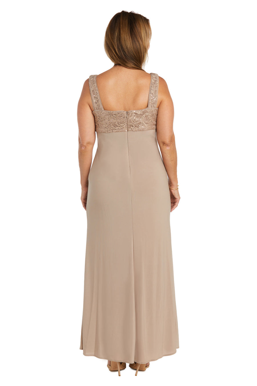 Mother of the Bride Dresses Long Ruffle Sequin Jacket Mother of the Bride Dress Mocha