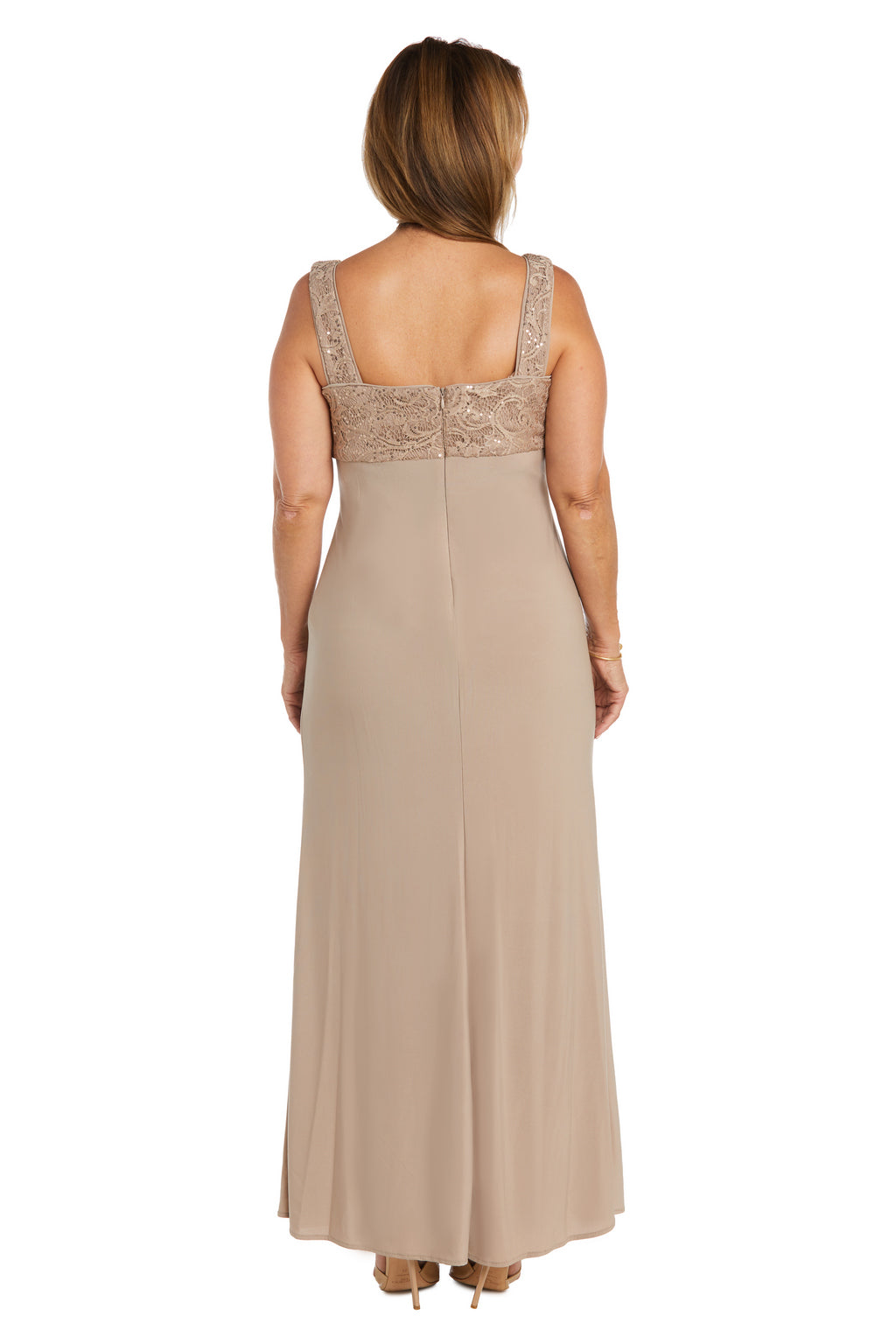 Mother of the Bride Dresses Long Ruffle Sequin Jacket Mother of the Bride Dress Mocha