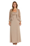 Mother of the Bride Dresses Long Ruffle Sequin Jacket Mother of the Bride Dress Mocha