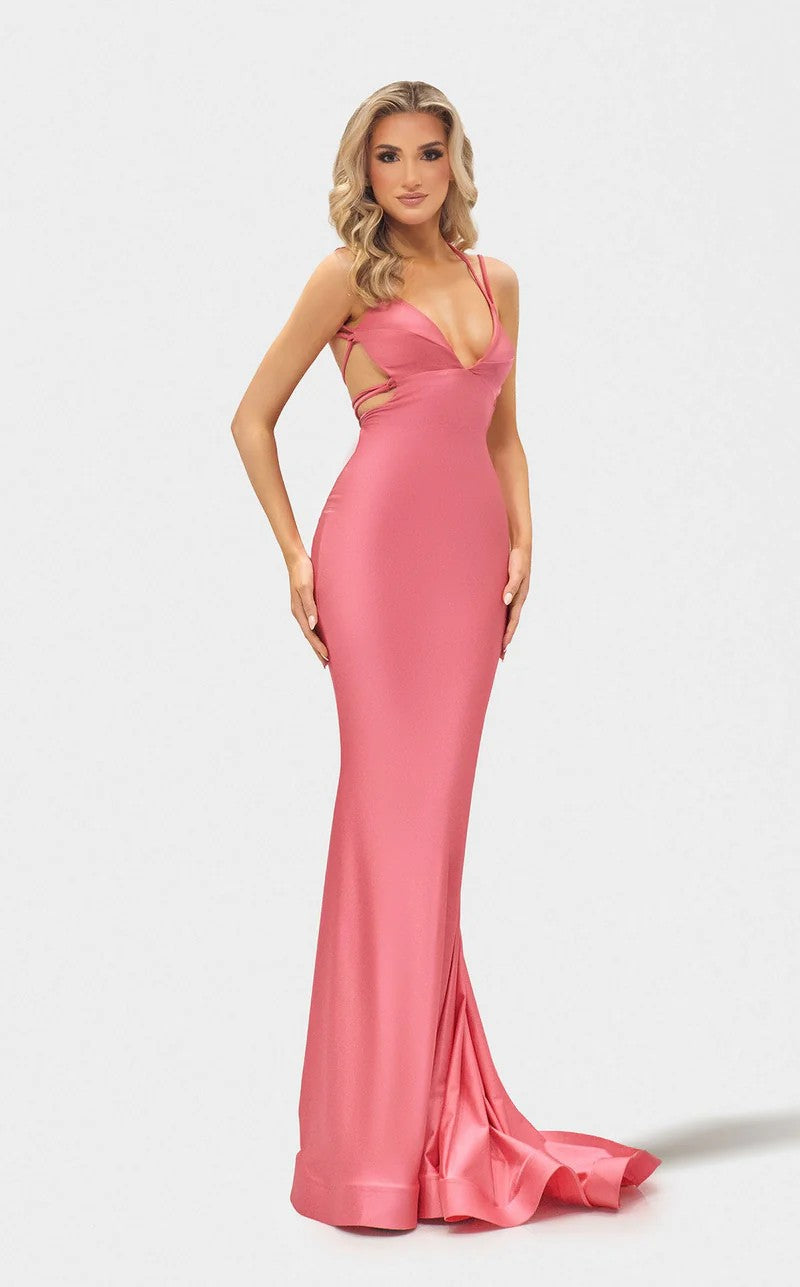 Prom Dresses Long Fitted Formal Strappy Prom Dress Salmon