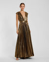 Formal Dresses Pleated Metallic Long Formal Dress Bronze