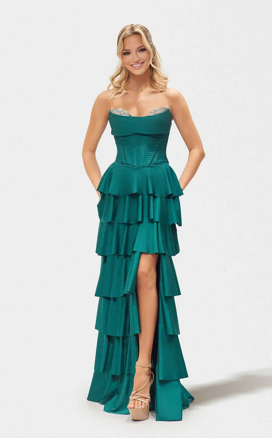 Prom Dresses Formal Corset Long Fitted Tiered Prom Dress Serpent