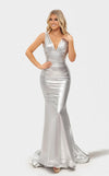 Prom Dresses Long Fitted Formal Evening Prom Dress Silver