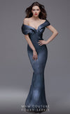 Formal Dresses Pleated Long Formal Metallic Evening Dress Indigo