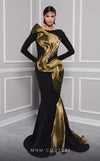 Formal Dresses Long Sleeve Formal Metallic Mermaid Dress Black Olive