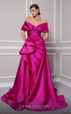 Prom Dresses Ruffle Long Formal Overskirt Evening Dress Fuchsia