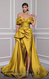 Prom Dresses Ruffle Long Formal Overskirt Evening Dress Mustard
