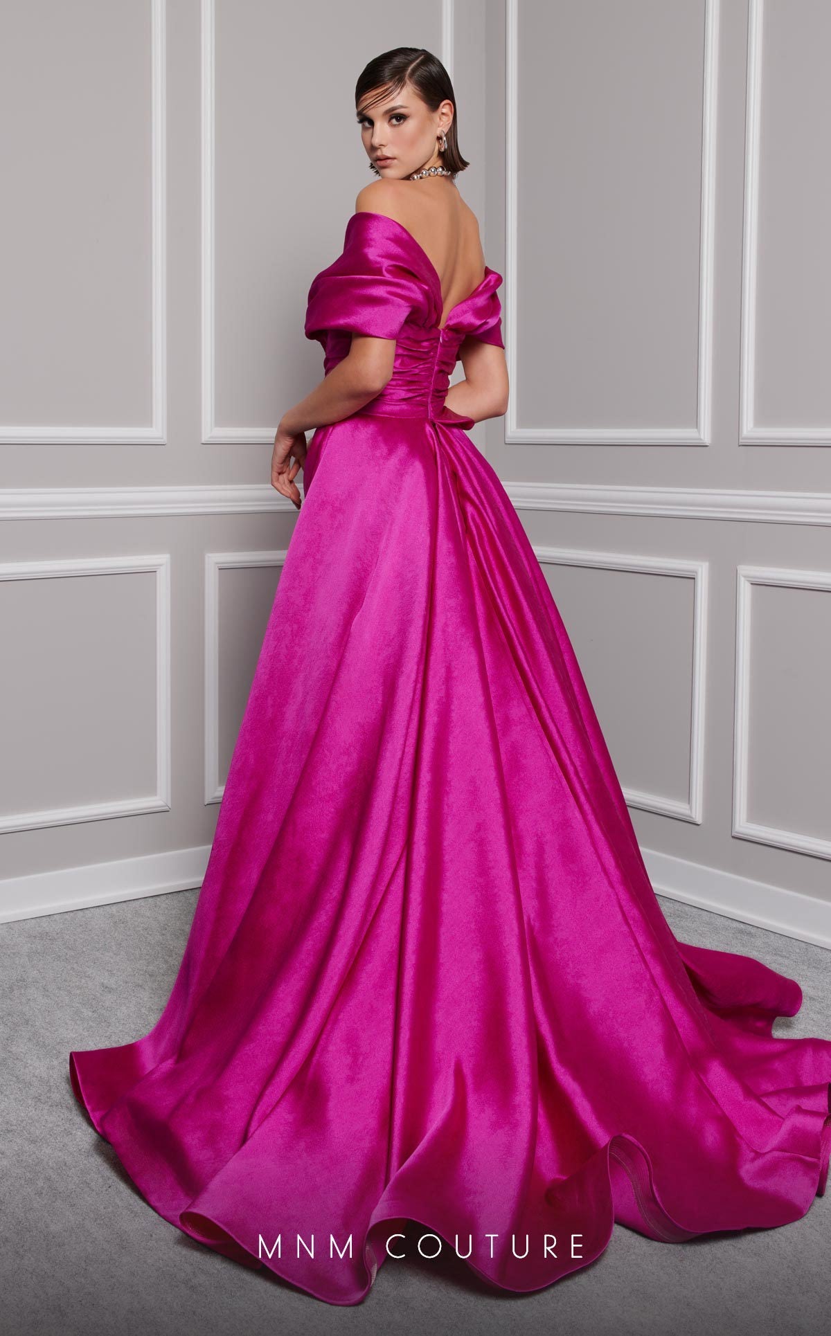 Prom Dresses Ruffle Long Formal Overskirt Evening Dress Fuchsia