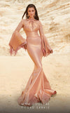 Formal Dresses Pleated Long Metallic Formal Evening Dress Pink