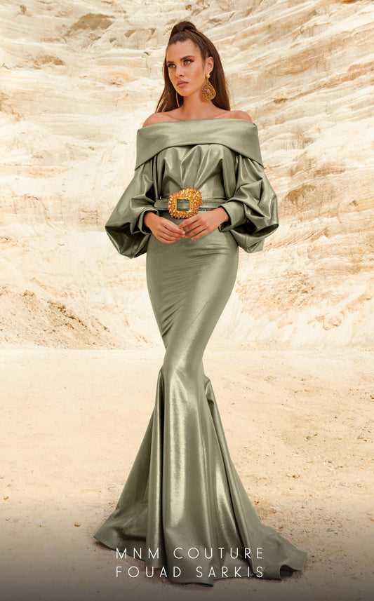 Formal Dresses Fitted Long Mermaid Metallic Formal Evening Dress Mint
