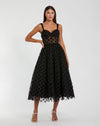 Formal Dresses A Line Polka Dot Formal Tea Length Dress Black