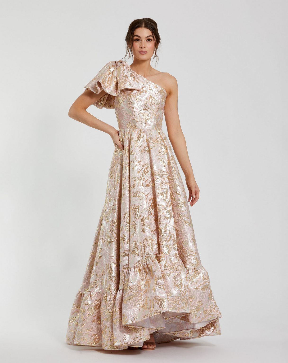 Formal Dresses High Low Floral Print Prom Formal Dress Pink Multi