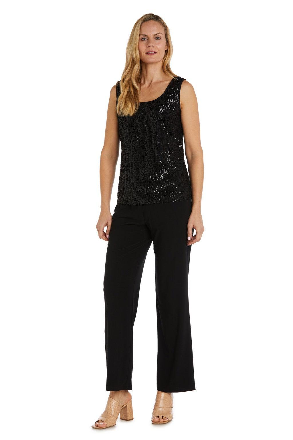 Pant Suit Long Formal Sequined Pant Suit Black