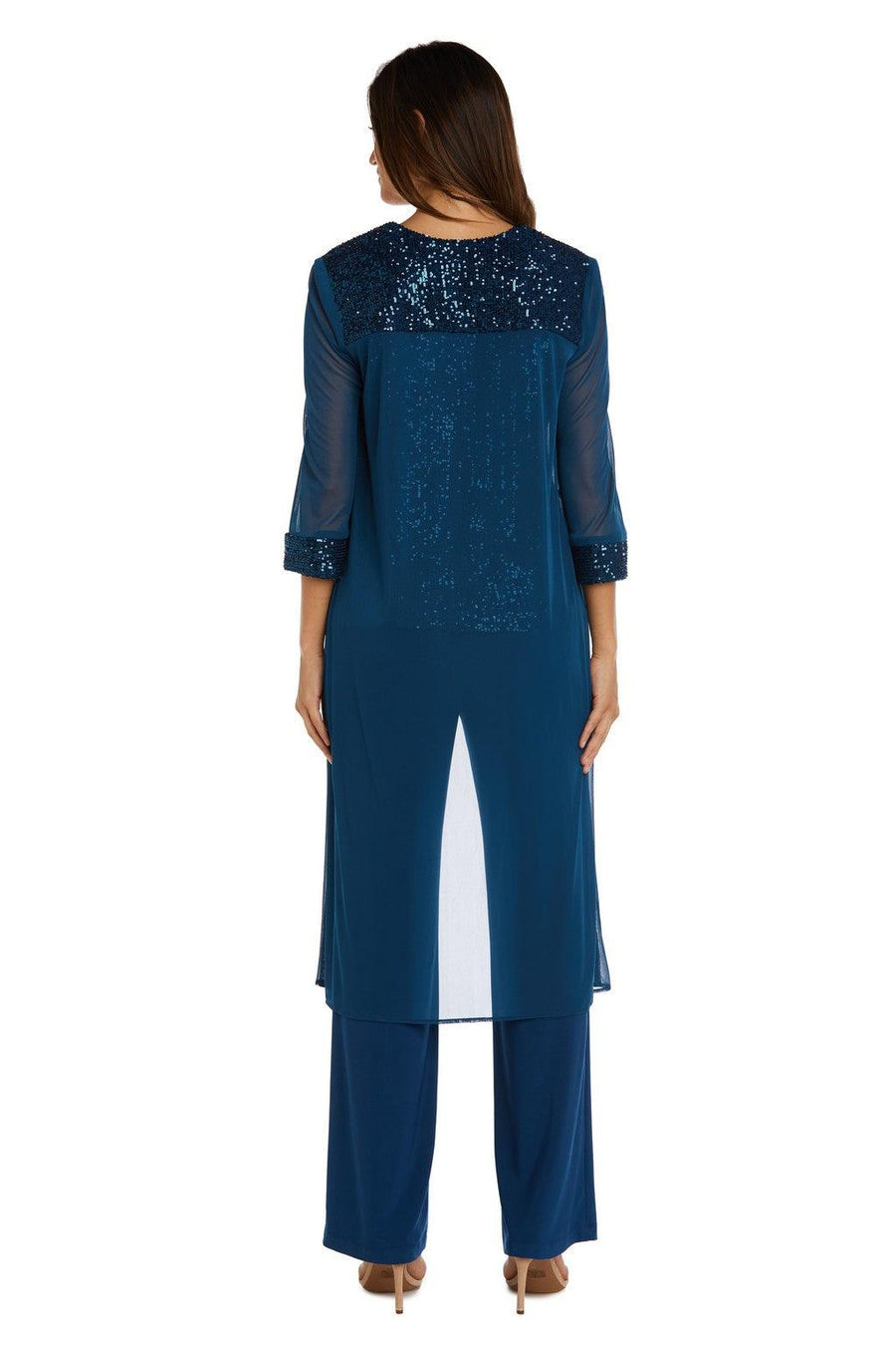 Pant Suit Long Formal Sequined Pant Suit Peacock