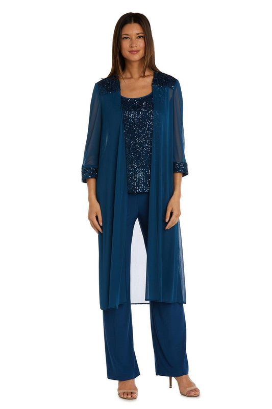Pant Suit Long Formal Sequined Pant Suit Peacock