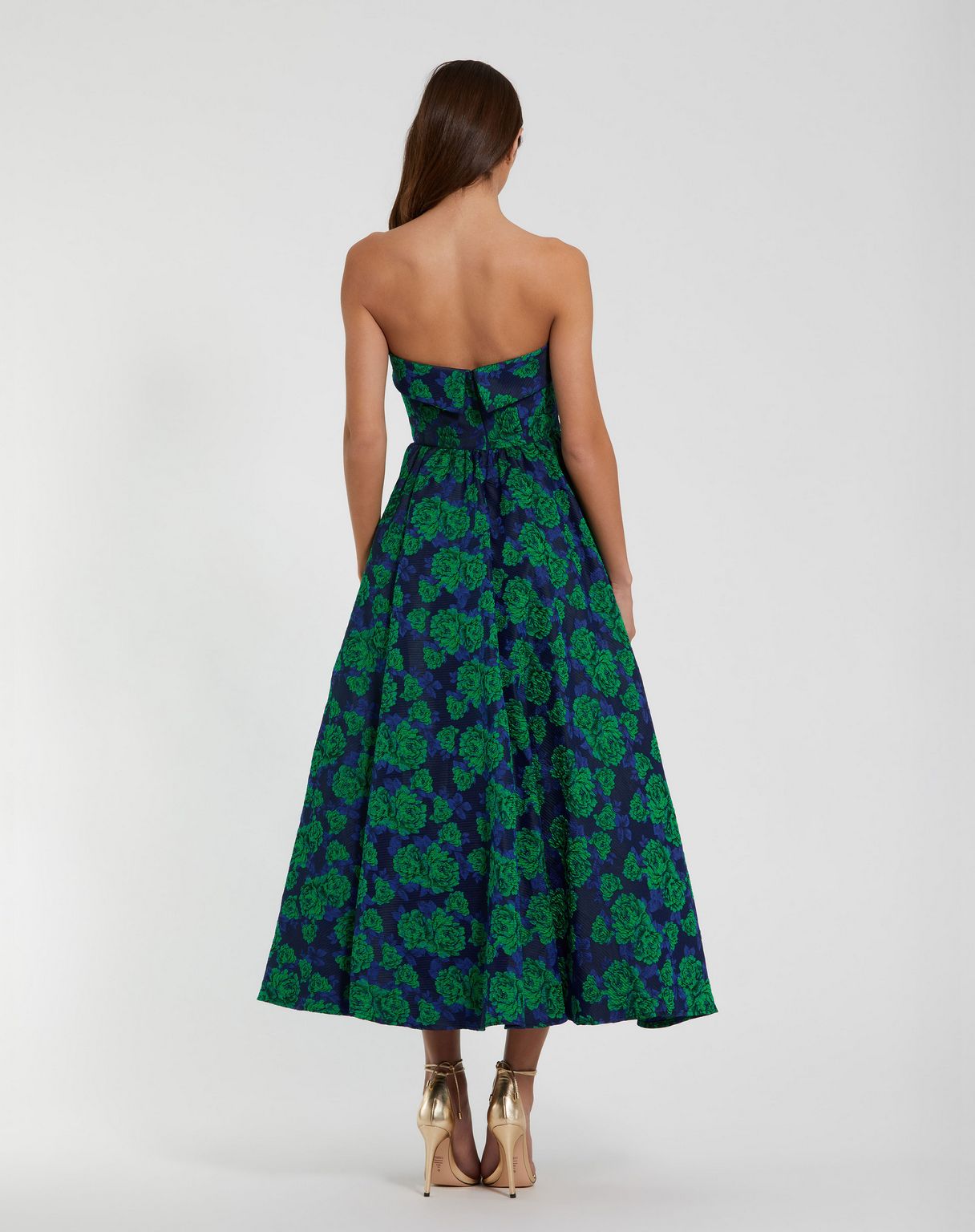Cocktail Dresses A Line Floral Midi Cocktail Dress  Emerald Multi